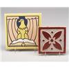 Image 1 : Two MOSAIC tiles, 1940s, one representing Saint Matthew with an Eagle and a bible in yellow and p…