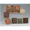 Image 1 : Seven MORAVIAN tiles, mostly 4" sq., including The Rainmaker (in as-is condition), several floral…