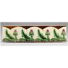 Image 1 : Four fine Belgian frieze tiles with red thistles and green leaves in cuenca, on ivory and brown. …