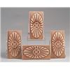 Image 1 : Four OLD BRIDGE (N.J.) border tiles, each embossed with a dogwood blossom on an oval "cushion", a…