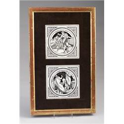 Two MINTON'S CHINA WORKS Shakespeare series tiles designed by Moyr Smith, "Cymbeline (II/II)" and…
