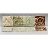 Image 1 : Eight American tiles molded with floral patterns and covered with mottled glazes by PROVIDENTIAL,…