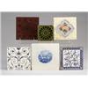Image 1 : Six assorted English tiles by MINTON'S, MAW, and others, transfer-printed or molded with floral d…