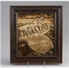 Image 1 : Large studio faience tile molded to depict four Native Americans fishing off a boat with large ci…