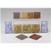 Image 1 : Eleven contemporary tiles: nine assorted 3" sq. and 4" sq. tiles in the Arts & Crafts style, with…