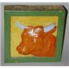 Image 1 : Fine and unusual architectural faience tile molded in relief with a bull in matte brown with glossy