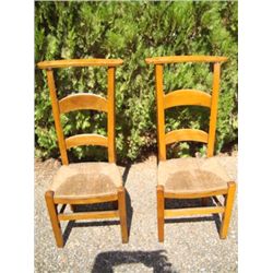 Pair of French prayer chairs with rush seat circa 1870