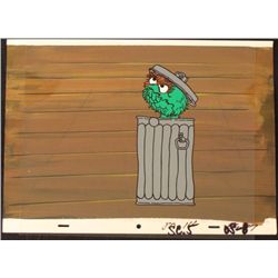 Animation Oscar Grouch Cel Orig Background Trash Can