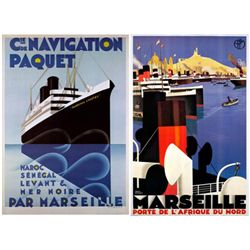 2 Ship Posters Marseille, Navigation -Broders, Ponty