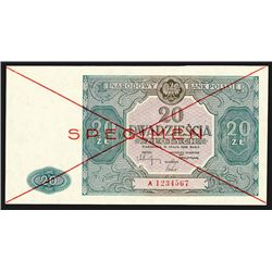 Narodowy Bank Polski, 1946 issue Specimen Banknote.