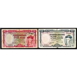 Portuguese India. Banco National Ultramarino. 30, 60 Escudos. Group of 2 notes