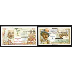 Saint Pierre et Miquelion. 1, 2 Nouveax Francs. Group of 2 notes