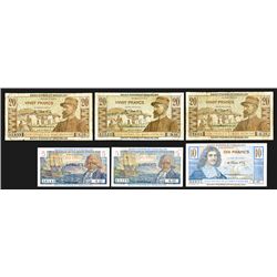 Saint Pierre et Miquelion. 5 Francs (2); 10, 20 Francs (3). Group of 6 notes