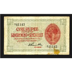 Government of Seychelles, 1936 King George V Issue Banknote.