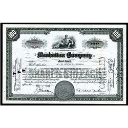 Manhattan Company, New York, Historic Bank using old form in 1947. I/C Stock.