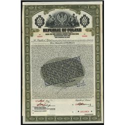 Republic of Poland - Stabilization Loan, Specimen 1927 Gold Bond With Legend.