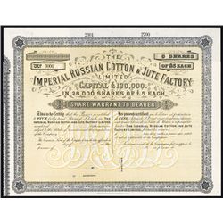 Imperial Russian Cotton & Jute Factory Ltd. Specimen Stock.