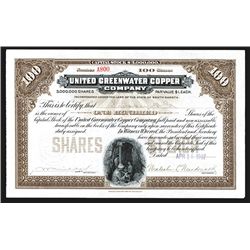 United Greenwater Copper Co., 1907 I/U Stock