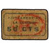 Image 1 : 50 Cèntims. Aj. de LA LLACUNA. Cartón. Turró no cataloga esta variante. Impreso en negro. (Arrugas. 