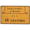 Image 1 : 50 Cèntims. C.M. de MASROIG. Cartón. RARO. AT-1478. MBC+.