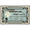 Image 1 : 5 Cèntims. 27 Agost 1937. Aj. de NAVARCLES. AT-1645. SC.