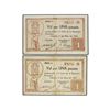 Lote 2 billetes 1 Pesseta. 11 Maig 1937. Aj. de PALAMÓS. Series A y B. AT-1744/1745. MBC+.
