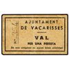 Image 1 : 1 Pesseta. Aj. de VACARISSES. Cartón. ESCASO. AT-2626. EBC-.