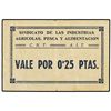 Image 1 : 0,25 Pesetas. BARBASTRO (Huesca). SINDICATO DE LAS INDUSTRIAS AGRÍCOLAS, PESCA y ALIMENTACIÓN C.N.T.