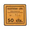 Image 1 : 50 Céntimos. COLECTIVIDAD LIBRE de CANDASNOS (Huesca). Cartón. MUY RARO. KG-230b. MBC+.