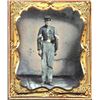 Image 1 : Attractive Civil War Tintype of a Union Sergeant -- Armed With Sword & Revolver -- Blue Tinting to U