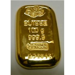 PAMP Credit Suisse 100 Gr (3.22 Oz) Gold Bar -Unsealed-With Certificate of Authenticity.