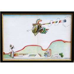 Saul Steinberg, Navajo Motel, Lithograph