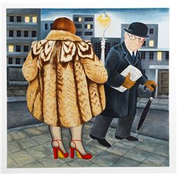 Beryl Cook, My Fur Coat, Serigraph