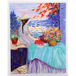 Kim, Woman with Plants, Lithograph