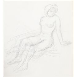 Laurent Marcel Salinas, Nude Study Ink Drawing