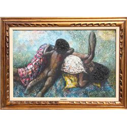 Carlos Irizarry, Sleeping Mother and Child, Oil Painting