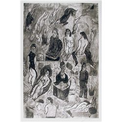 Jose Luis Cuevas, Las Victimas from the Intolerance Portfolio, Aquatint Etching