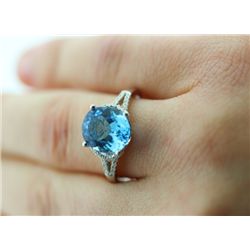 *Swiss Blue Topaz and Diamond Ring