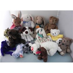 Variety 14) Stuffed Animals- Dogs Rabbits Bears Zebra