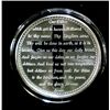 Image 1 : THE LORDS PRAYER WITH CROSS ON A ONE OUNCE .999 SILVER ART ROUND