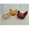 Image 1 : LOT 3 VINTAGE RUBY, AMBER & PINK GLASS NESTED HENS