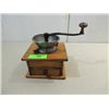Image 1 : ANTIQUE HAND CRANK COFFEE GRINDER & WOOD BASE