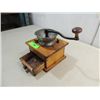 Image 2 : ANTIQUE HAND CRANK COFFEE GRINDER & WOOD BASE