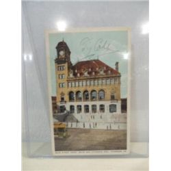 TY COBB AUTOGRAPH ON PICTORIAL POSTAL CARD COA