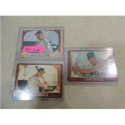 LOT 3 1955 BOWMAN #7, 137, 224 BASEBALL CUBS CARDS