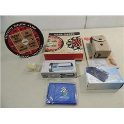 LOT 5 ASSORTED ITEMS: OLDER SWANK DESK DARTS,