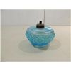 Image 1 : VINTAGE BLUE GLASS OIL LAMP.