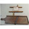 Image 3 : LOT 3 ANTIQUE WOOD KITCHEN TOOLS: CABBAGE SHREDDER