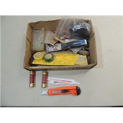 BOX LOT OF SHOP ITEMS: 50 AMP FUSE, WOOD SCREWS,