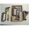 Image 1 : LOT 7 SHOP TOOLS: 2 C CLAMPS, HACHETTE, 2 WOOD
